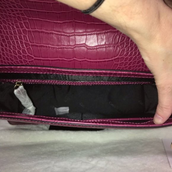 CK Calvin Klein Red Maroon Purse Satchel Pom NEW - Picture 5 of 7